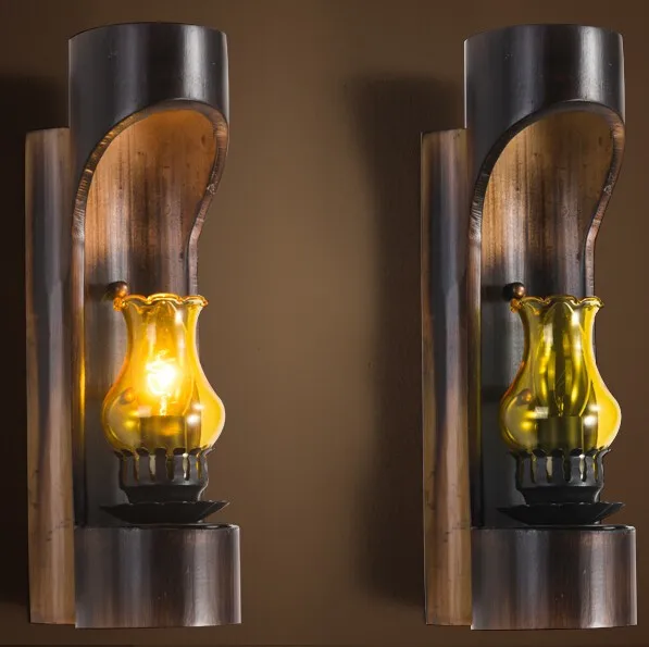 Светодиодный настенный светильник в стиле лофт винтажная лампа виде бамбуковой