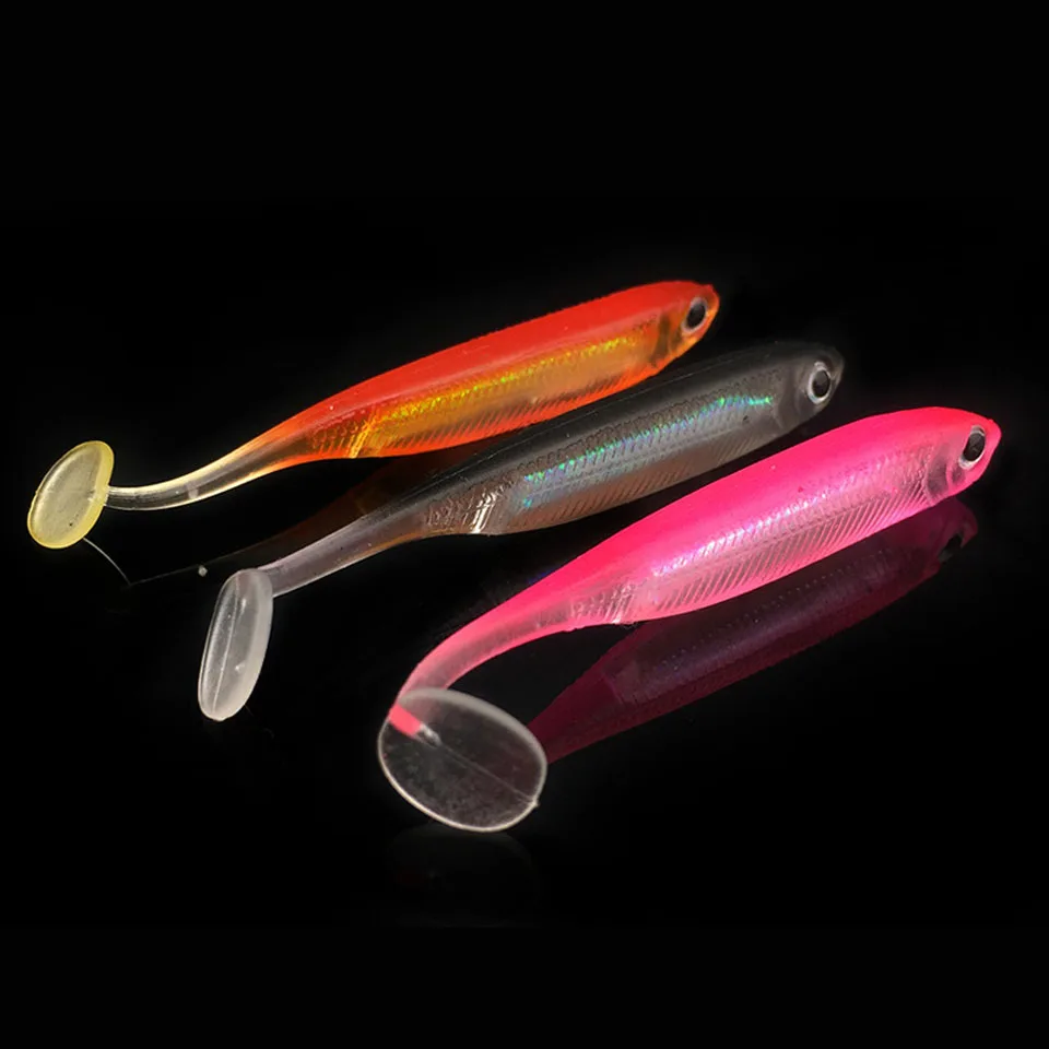 

Walk Fish 6Pcs/Lot 2.2g 7.5cm Fishing Soft Lure Fish Head PVC Meterial Curve T Tail Vividly Silver Simulated Fishing Lure