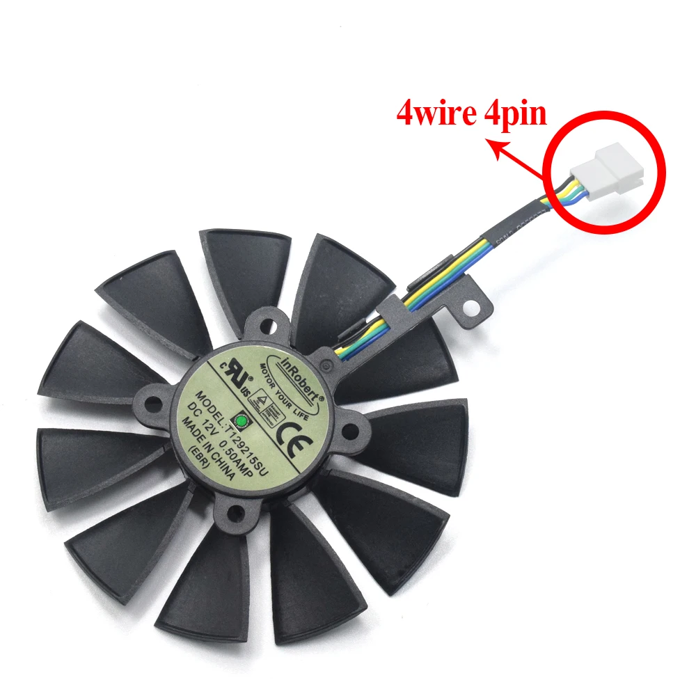 Новинка 87 мм Everflow T129215SU 4 контактный проводной охлаждающий вентилятор для ASUS R9 390X