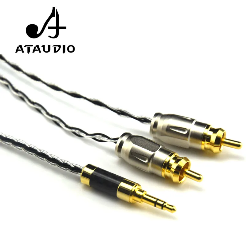 Посеребренный стерео кабель ATAUDIO 3 5 мм на 2 RCA Hi end TRS два кабеля|rca cable|3.5mm stereo2 rca cable |