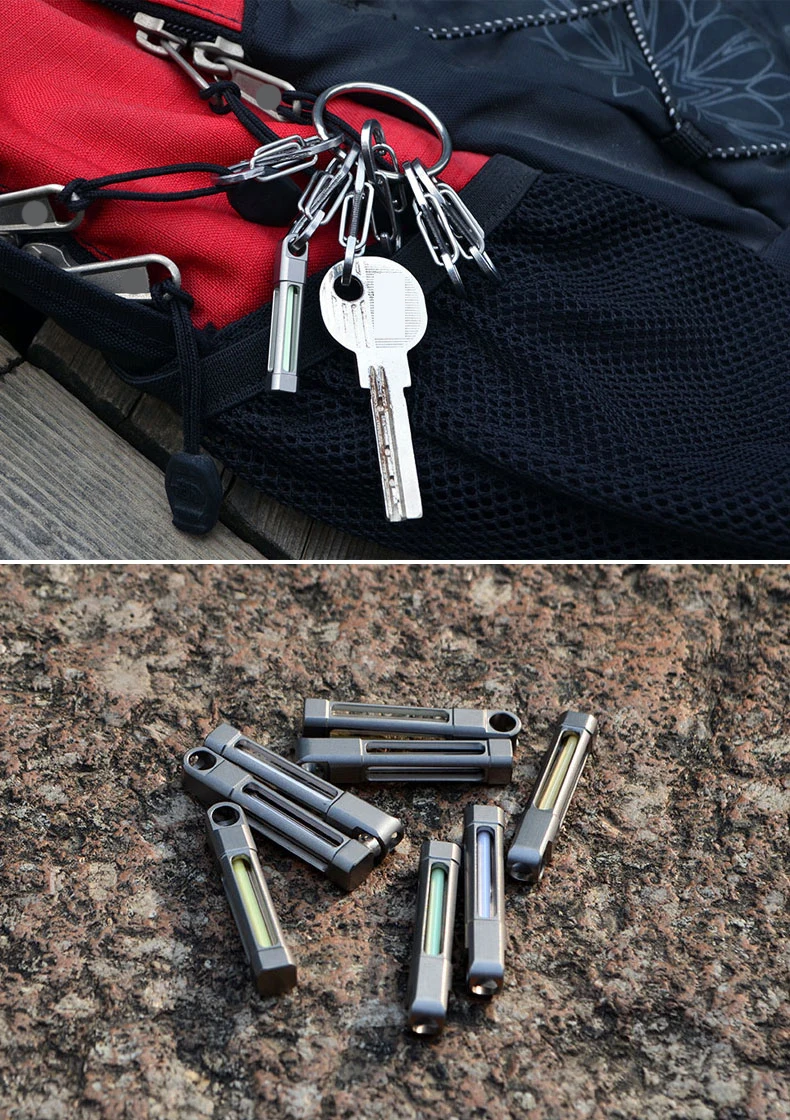 EDC титановый сплав нож бусины с Тритием газовые трубки кулон Paracord украшения Титан выживания EDC многофункциональные инструменты
