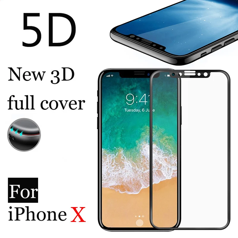 5D Защитное стекло для iphone X XR XS Max полное покрытие Защита экрана iPhone 7 8 6 6S Plus