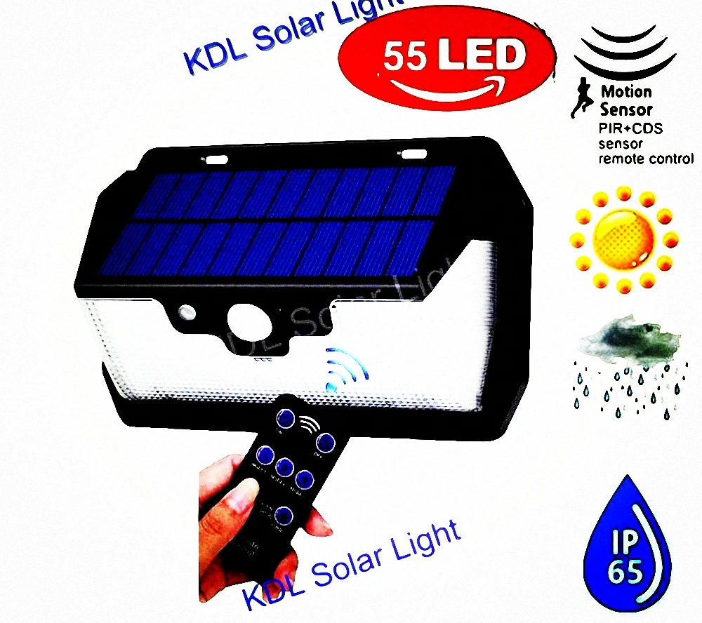 55 светодиодов солнечный светильник с дистанционным управлением радар 3 боковой