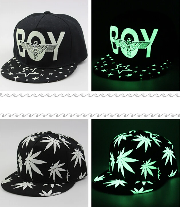 50 шт. Бейсболка Snapback Регулируемая шляпа светящаяся Ночная хип-хоп Танцевальная