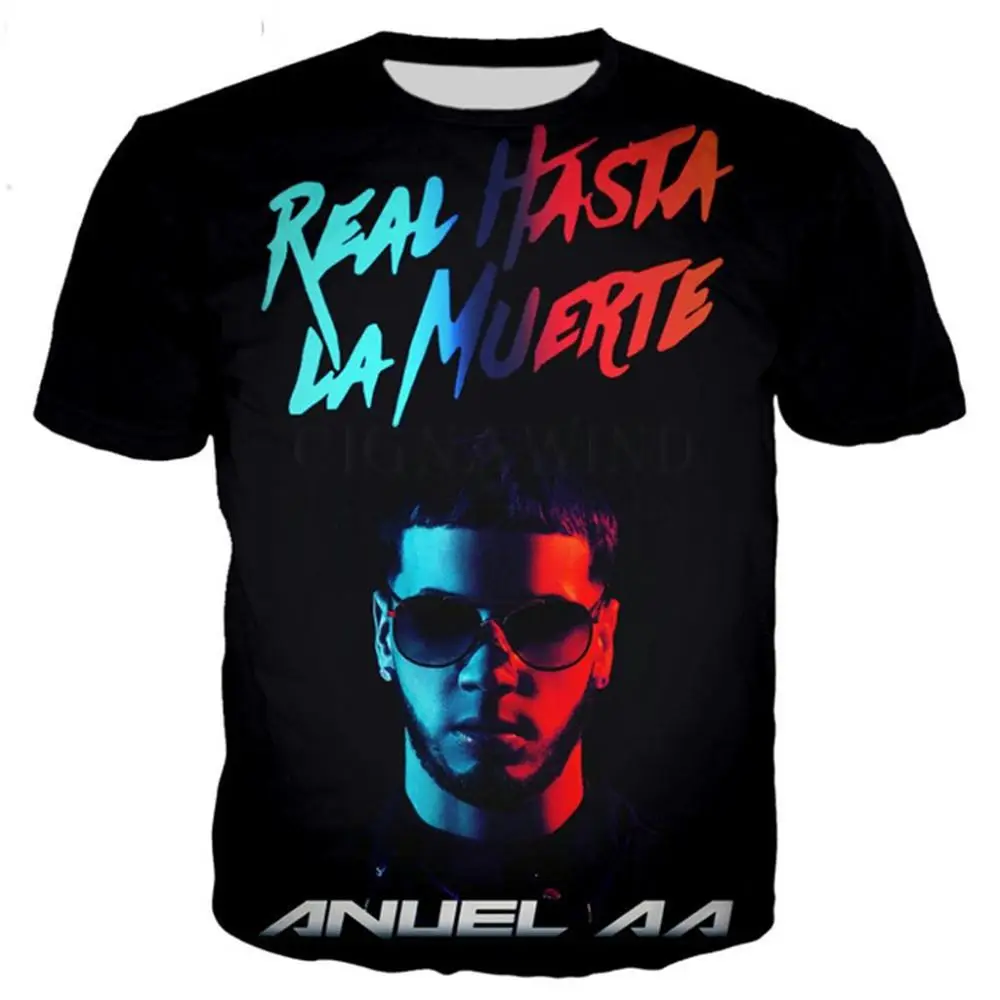 Мужская и женская футболка с 3D принтом ANUEL модная классическая уличная одежда в