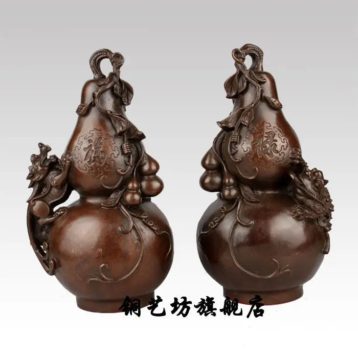 SS 10 &quotКитай Бронза фэн шуй изгнание злых духов Pixiu Toad Gourd Статуя Пара|statue