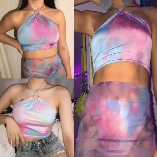 2019 для женщин модные эластичные Топ градиент розовый бинты укороченный топ без