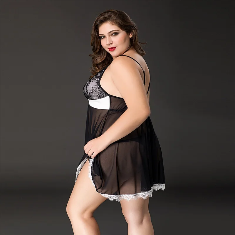 Размер XXL Женская Сексуальная кружевная прозрачная одежда для сна женское