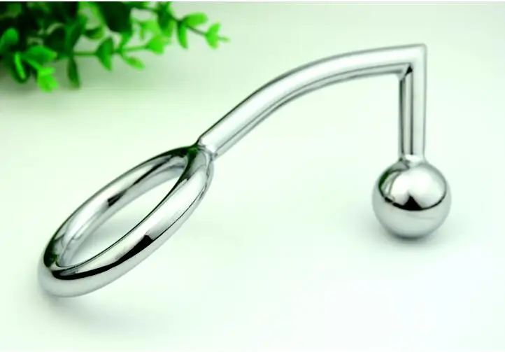 Мужской анальный крючок из нержавеющей стали Анальная пробка шарик с кольцом на