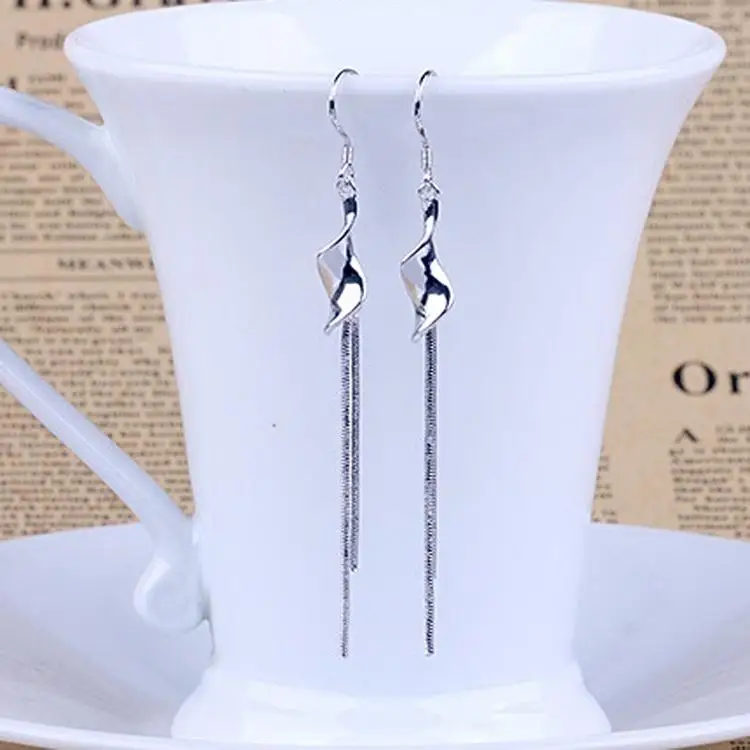 Mildly Silver Exaggerated Twisted Korean jewelry Sale Tassel Version Earrings Piece Fashion earrings pendientes oorbellen hot | Украшения и