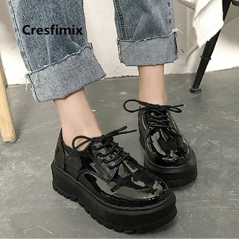 Cresfimix zapatos de mujer Крутая нескользящая обувь из искусственной кожи на плоской