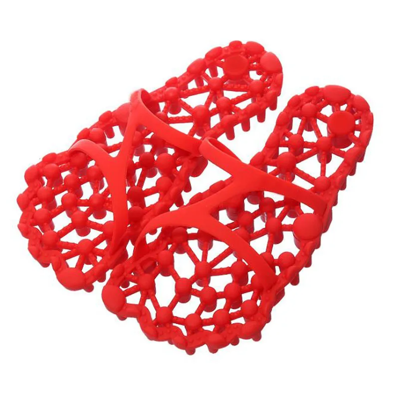 Red Нескользящие Тапочки для ванной; мягкая Массажная обувь для рефлексотерапии; модные пляжные домашние тапочки для расслабления ног; летние антицеллюлитные массажеры - Цвет: Red