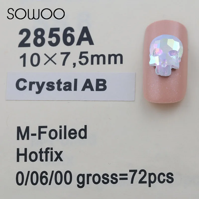 AB Crystal Rainbow Color Skull shape High quality Hot fix Rhinestones use for high-end clothing Nail Art rhinestone SOWOO | Дом и сад