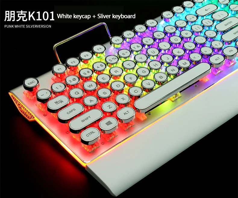USB Проводная Механическая игровая клавиатура 104 ключ QWERTY классическая круглая клавиатура эргономичная компьютерная клавиатура с RGB светодиодный подсветкой
