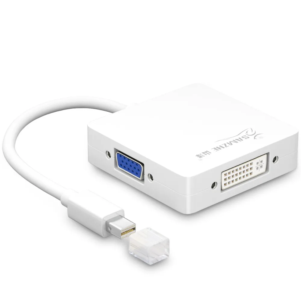 SAMZHE Mini DP адаптер к HDMI/VGA/DVI порт 3 в 1 кабель с интерфейсом Thunderbolt высокоскоростной