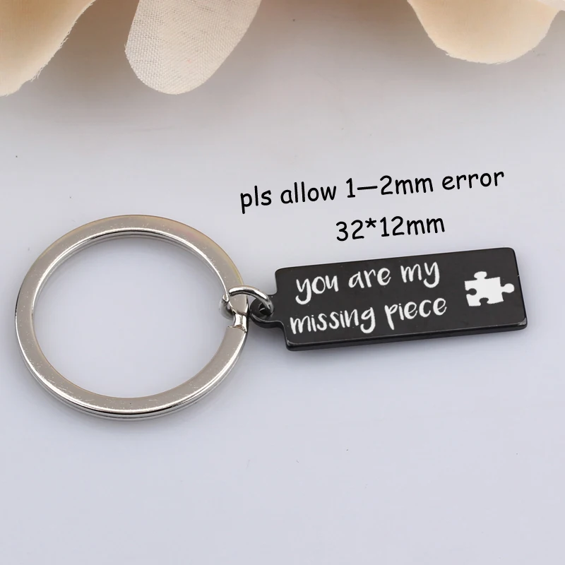 Модный черный брелок из нержавеющей стали с гравировкой You Are My Missing |