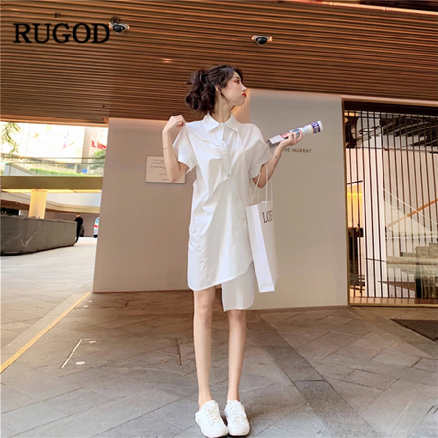 Женское асимметричное платье RUGOD однотонное облегающее с отложным воротником