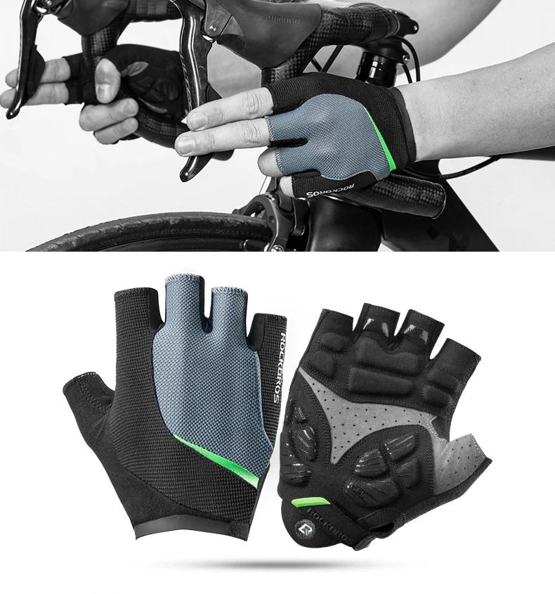 ROCKBROS велосипедные перчатки с полупальцами, гелевая накладка, анти-шок, дышащие, MTB, велосипедные спортивные перчатки, эластичные для мужчин, велосипедные аксессуары bmx