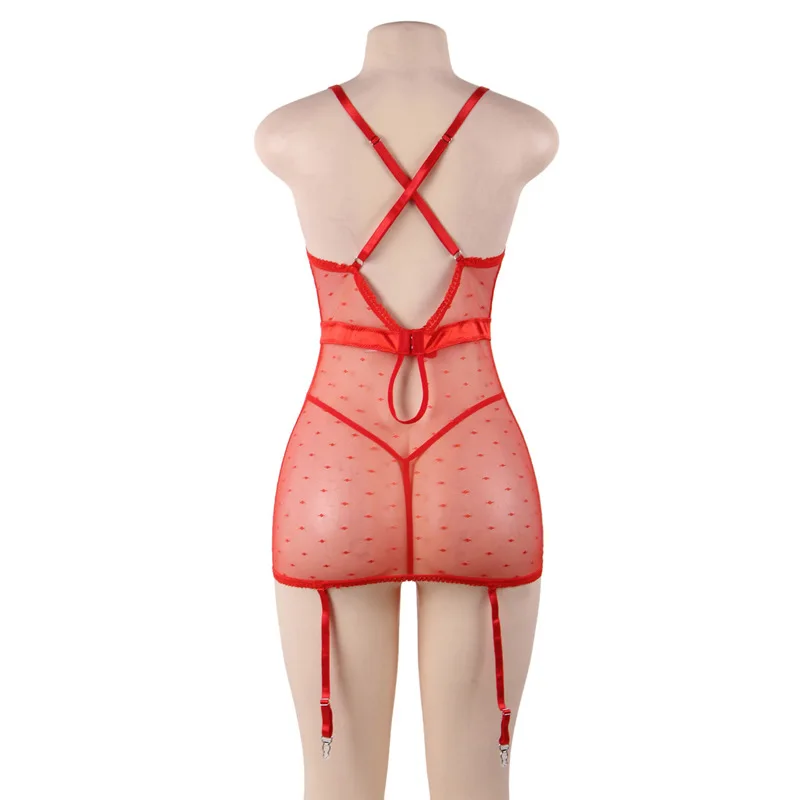 Женское сексуальное нижнее белье Babydoll большого размера, облегающее нижнее белье с сеткой и кружевом, женское сексуальное нижнее белье большого размера, ночная рубашка