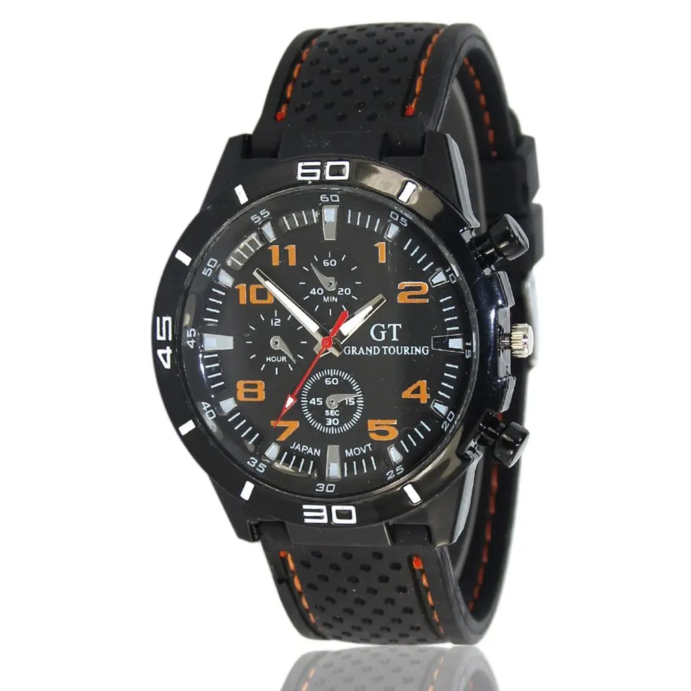 Стильные женские и мужские кварцевые часы с силиконовым ремешком черным