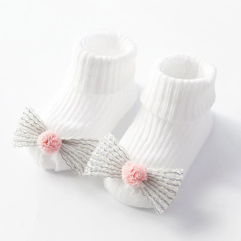 style2 white Милые носочки с бантиком для новорожденных кружевные носки с цветочным узором для маленьких девочек летние нескользящие носки-тапочки для маленьких мальчиков meia infantil - Цвет: style2 white