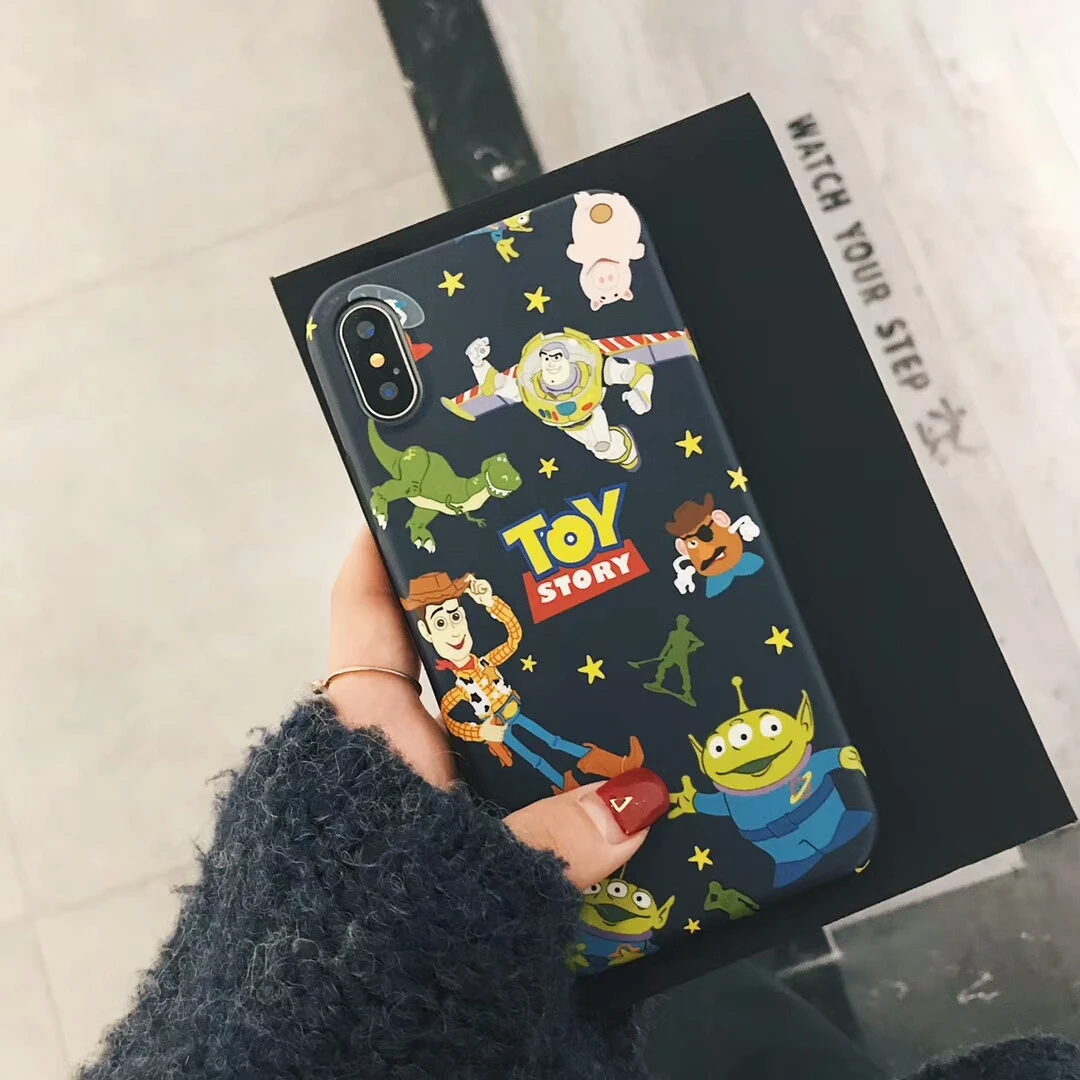 Cartoon Toy Story Cute Alien Three Eyes stitch Phone Case For iphone X 8 7 6 6s Plus animals Dinosaur Pig Cowboy imd Back Cover |