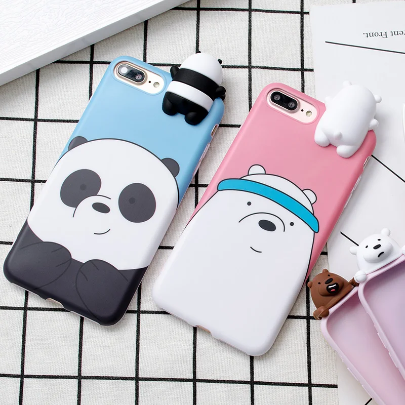 3D cute cartoon toys bears brothers phone Cases For iphone X 6 6s 7 8 plus 5 5S panda soft silicone case back cover fundas |