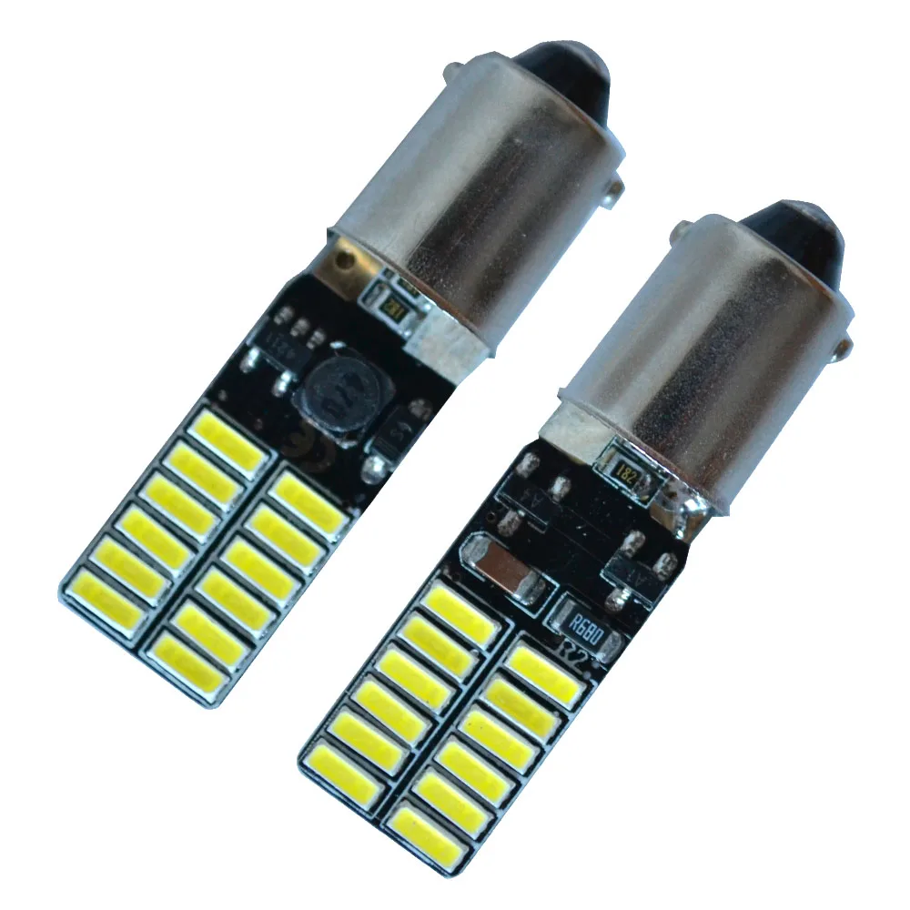 

10X 3W T4W BA9S Canbus 220MA Non polar 24SMD 4014 LED Error free Bulbs Reading Lights Car Auto Lamp styling lamp white 12V/18V