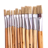 12pcsset natural wood rod pig bristle paintbrush watercolor brush acrylic paints chese painting brush art supplies