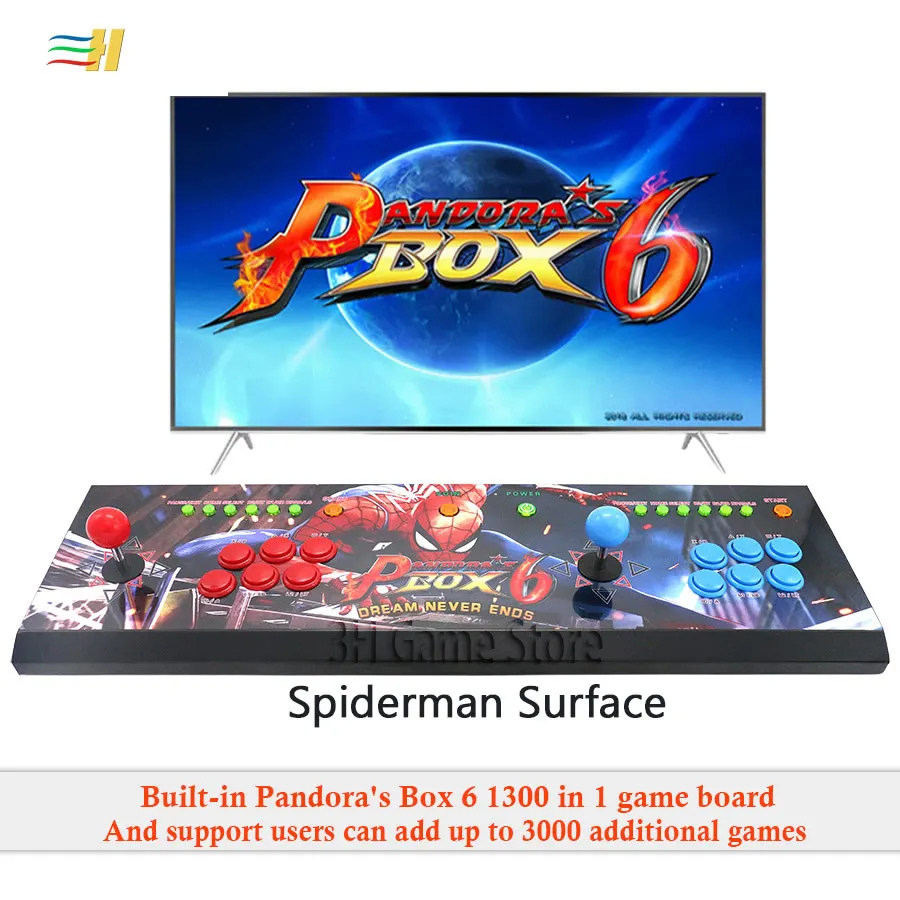 Pandora Box 6 1300 в 1 аркадная консоль может добавить 3000 игр 2 игрока светодиодная Кнопка usb джойстик для ПК ps3 игровые автоматы