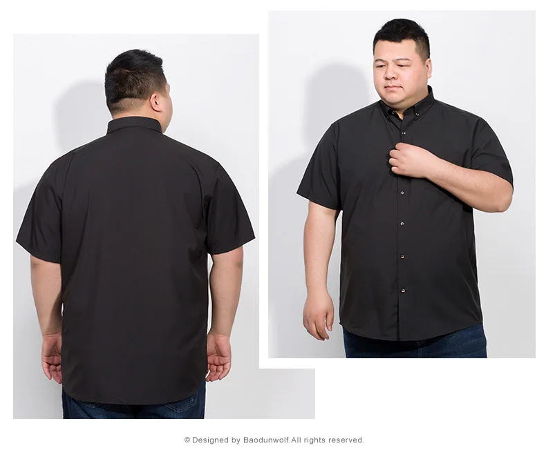 Plus size 8XL 7XL 2018 Summer Cotton Men Short Sleeve Shirts Solid Business Working Wear Casual Male Shirt Oxford | Мужская одежда