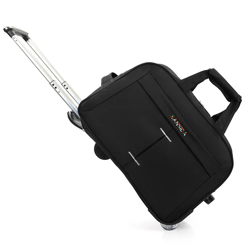 Women Waterproof High Capacity Travel Bag Thick Style Rolling Suitcase Trolley Luggage Lady Men Travel Bags Suitcase with Wheels - Цвет: Черный