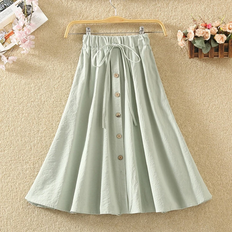 Женская юбочка с высокой талией весенне-летняя свободная однотонная | одежда