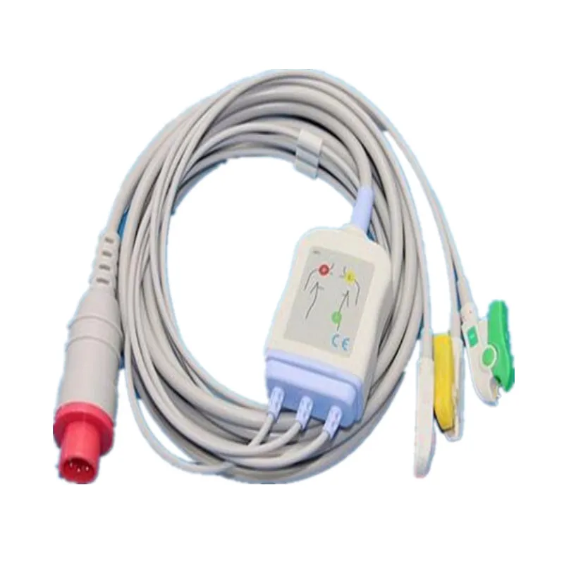 

Compatible For Bionet BM3 One-Piece Patient ECG Cable 3 Leads,6pin Ecg Leadwires Clip End IEC Standard Patient Monitor ECG Cable
