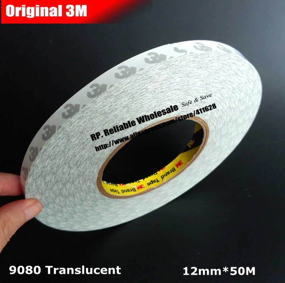 

(12mm*50 meters) 3M 9080 High Performance Double Coated Tape for LED Strip Panel Cellphone Touch Screen LCD, Frame Bezel