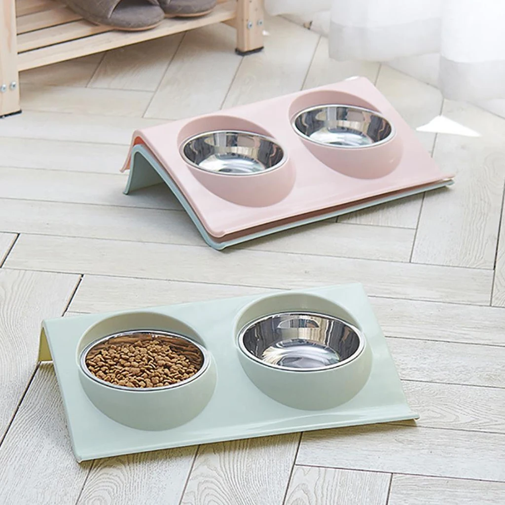 

Non-Slip Pet Bowl Stainless Steel Pet Bowl Thicken Pet Food Bowl Double Bowl Food Water Feeder Puppy Cat Supplies Feeding Dishes
