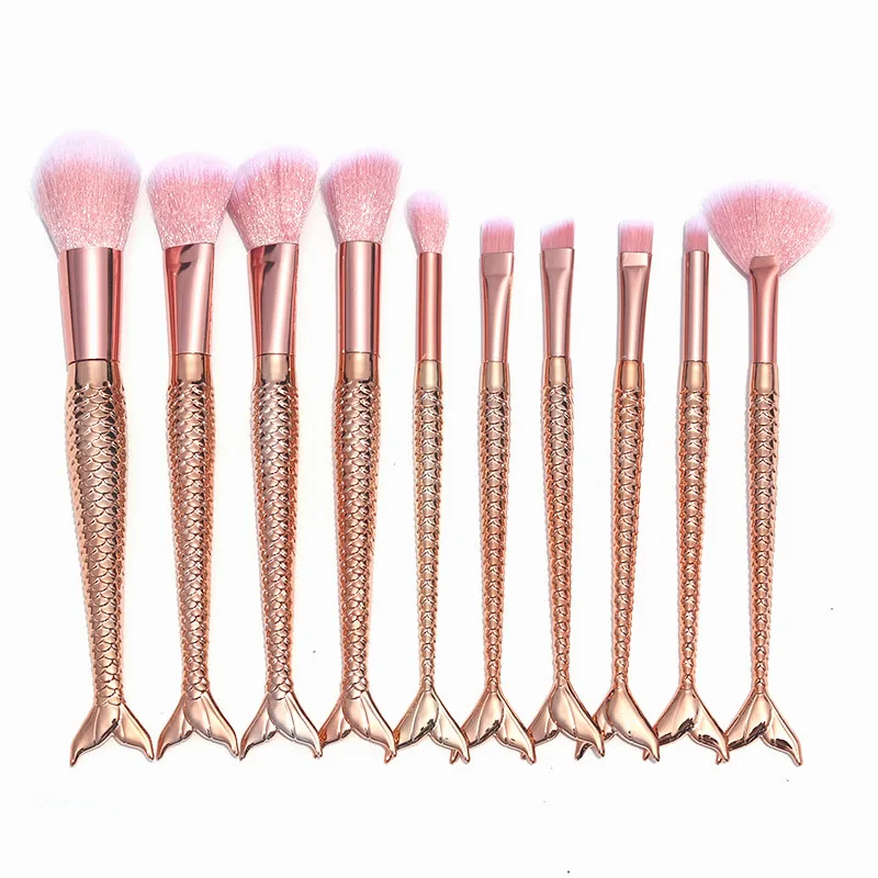 AiceBeu 10Pcs Mermaid fish Tail Shape Blending Brush Foundation Cosmetic Makeup Beauty Contour Brushes Maquiagem on. АйсБью 10 шт. Кисти для растушевки макияжа Mermaid fish Tail Shape Foundation Cosmetic Makeup Beauty Contour Brushes Макияж.