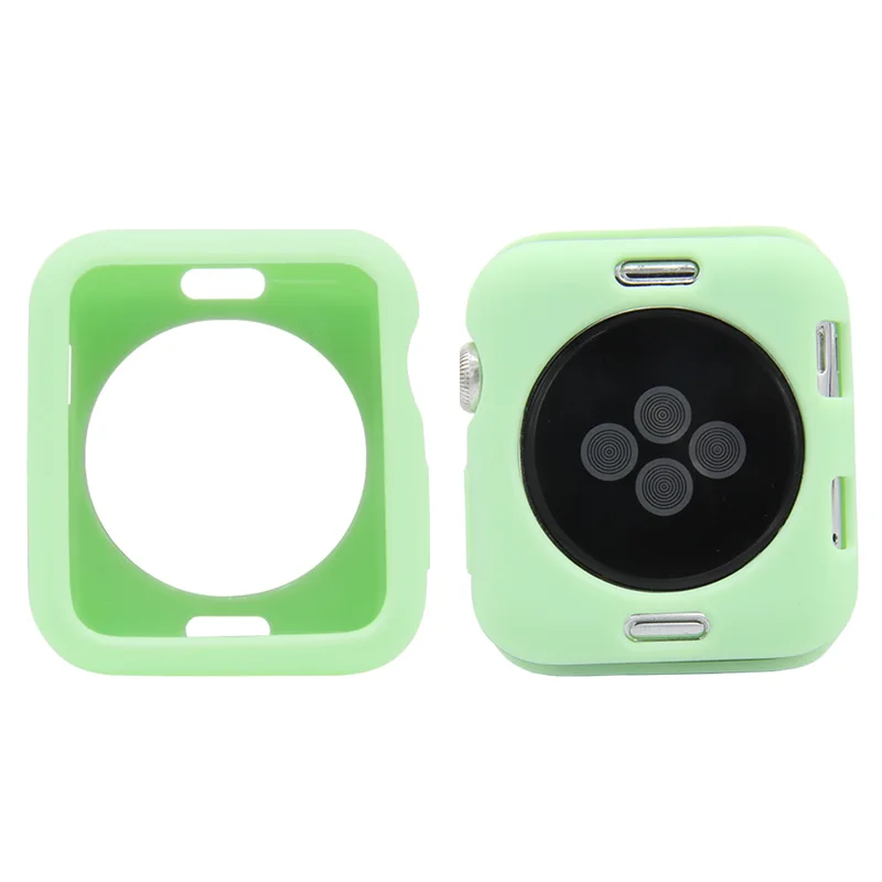 Green Мягкий чехол из силикона и ТПУ для Apple Watch Band 44 мм 40 мм 42 мм 38 мм цветной яркий защитный чехол для iwatch 4 3 2 1 аксессуар - Цвет ремешка: Green