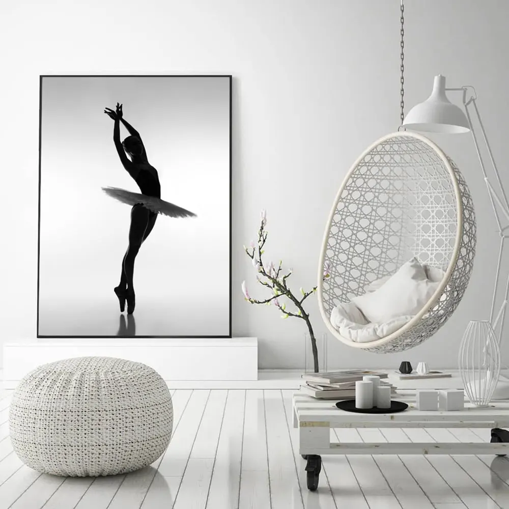 

Ballet Girl Black White Canvas Poster Nordic Style Print Painting Decoration Picture Dancing Gesture Home Decor Unframed
