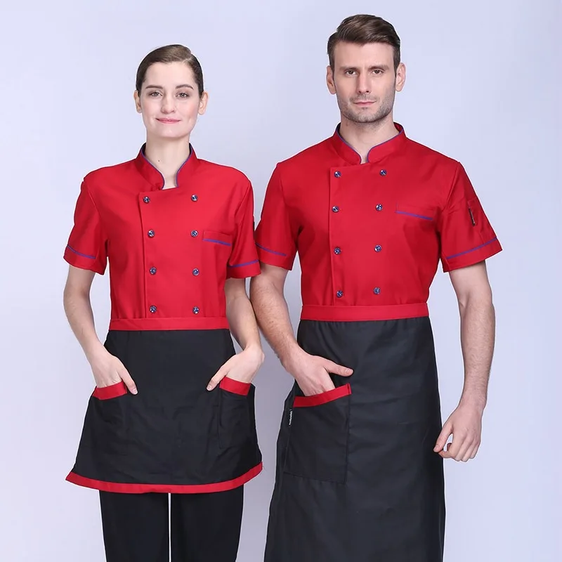 Мужская летняя куртка шеф повара короткий рукав униформа для лаконичные куртки