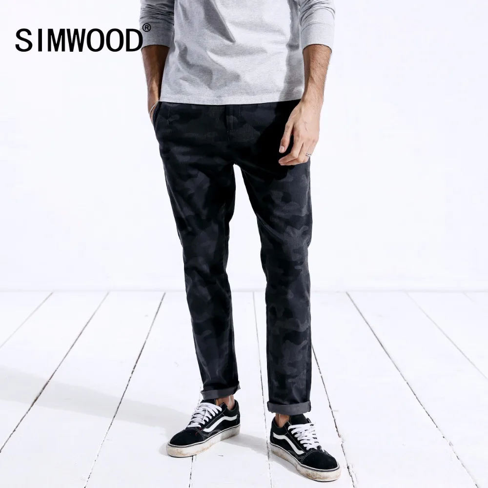 SIMWOOD 2019 Осенние новые мужские брюки модные камуфляжные серые облегающие длинные