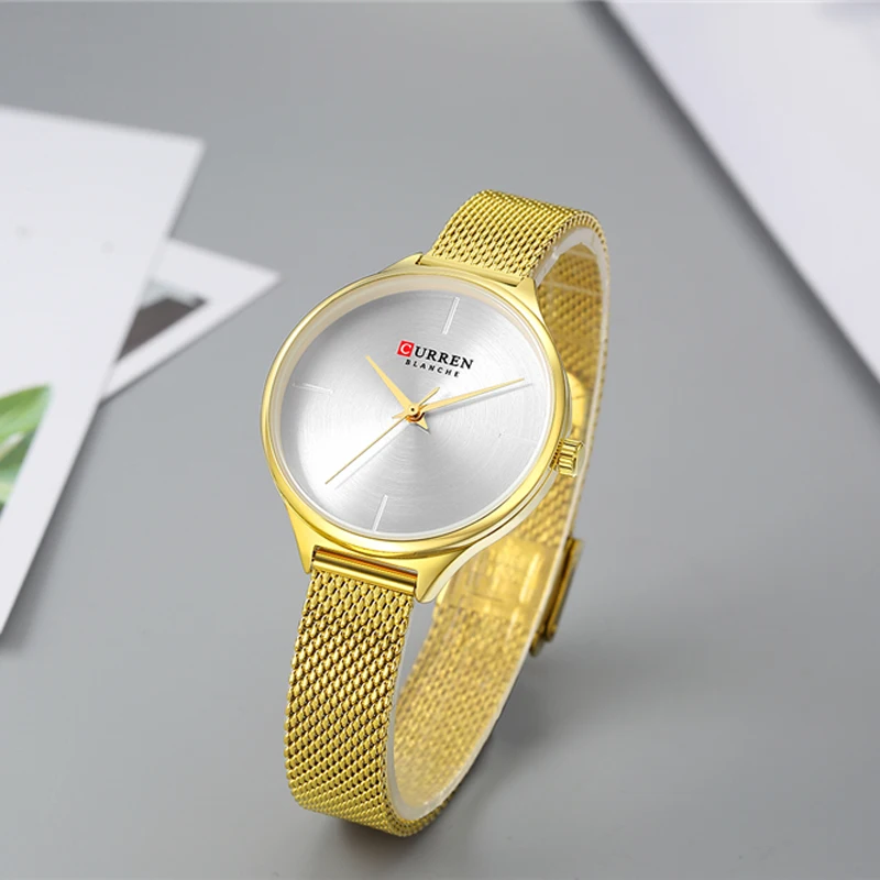 CURREN Fashion Simple Quartz Watches Women New Stainless Steel leather Strap Bracelet Female Wristwatch Casual Ladies Gift Clock | Наручные