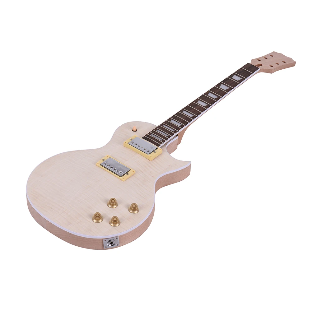 Высокое качество ammoon LP стиль незавершенная электрогитара DIY Kit Набор корпус из красного дерева и шеи из розового дерева гриф