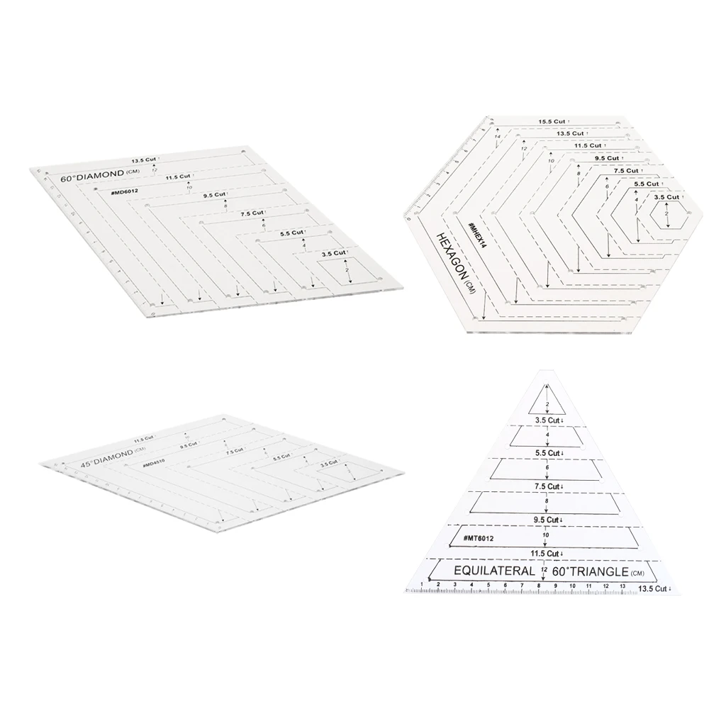 4 шт. жесткие пластиковые ромбовидные/шестигранные/треугольные линейки для