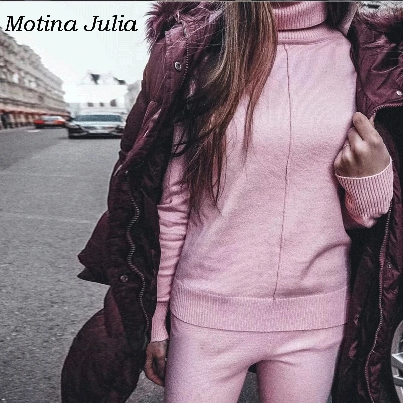 Motina Юлия сезон зима весна. женские вязаные комплекты Повседневная сна Стиль
