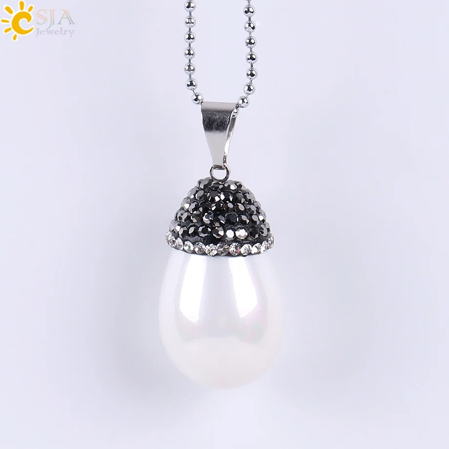 CSJA модные ювелирные изделия из искусственного жемчуга белые и синие подвески