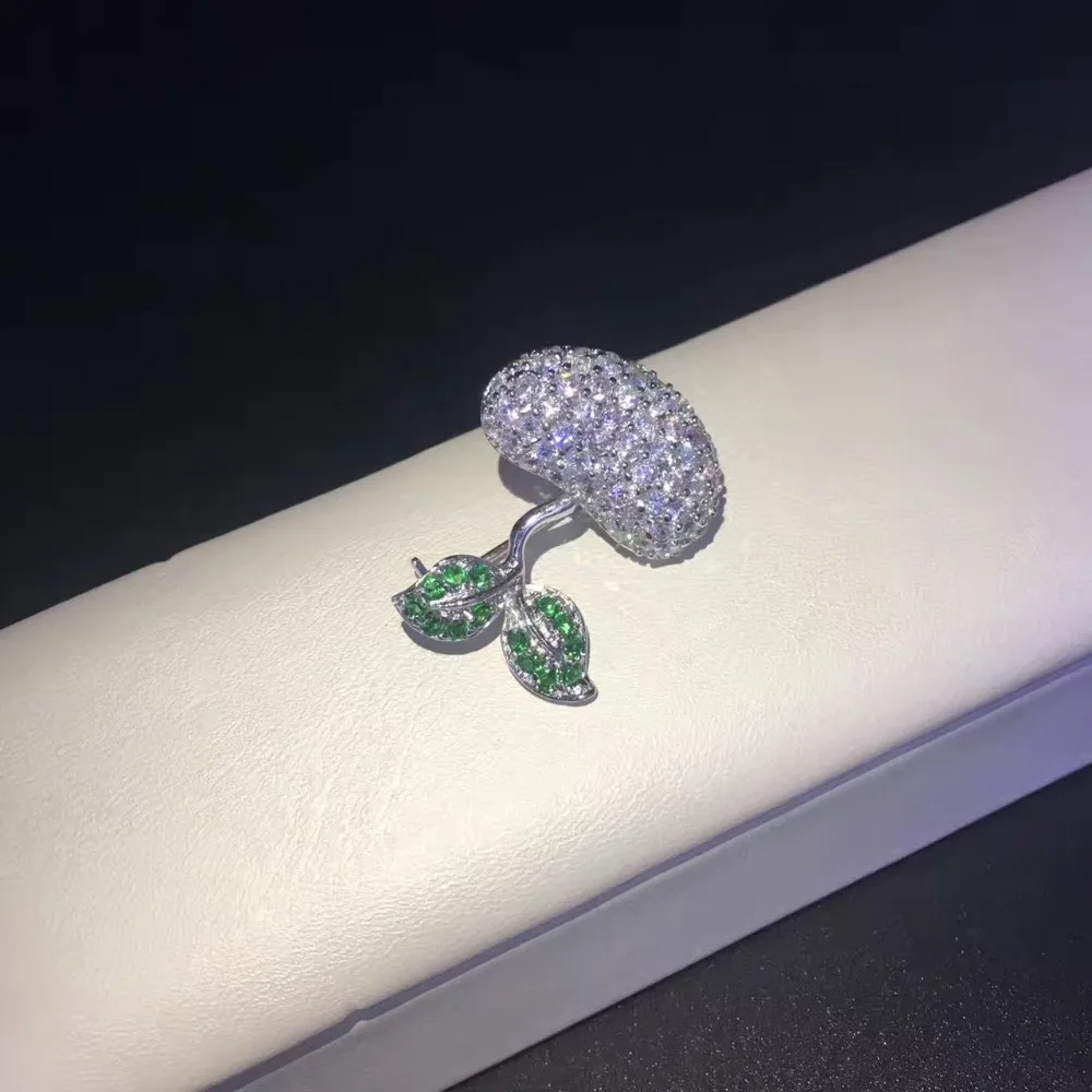 Маленькая брошь яблоко из серебра 925 пробы блестящая Брошь для женщин и девушек