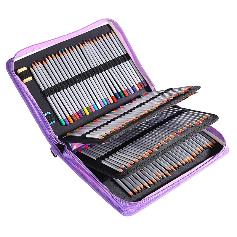 Милый чехол карандаш для школы с 160 отверстиями цветной мини лазерный 4 слоя