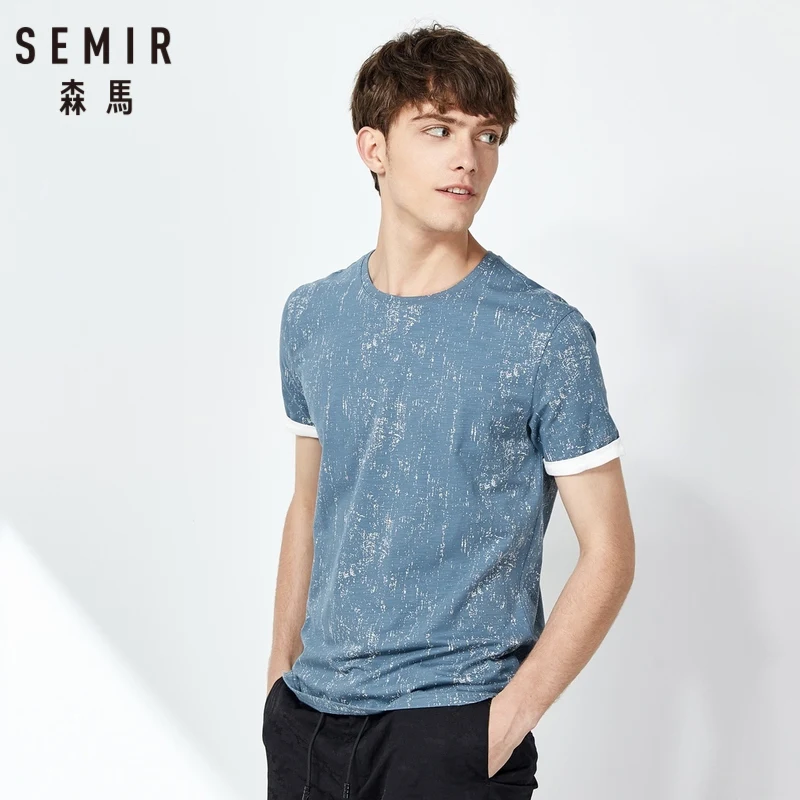 SEMIR модная мужская футболка брендовая одежда с круглым вырезом Подростковая