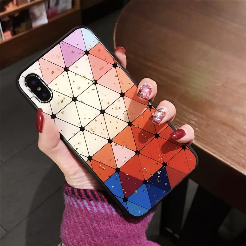 Экзотическая Золотая фольга Чехол для iphone 8 Plus 7 6 S цветной узор мягкая резиновая